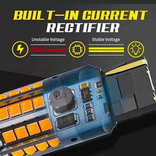 Image of com No Hyperflash Canbus Error Free T20 WY21W 7440 Wedge LED For Car Indicator, Rear Fog, Brake, Parking (Amber, 1 Pair)