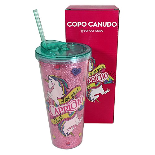 Copo canudo unicórnio fofinho