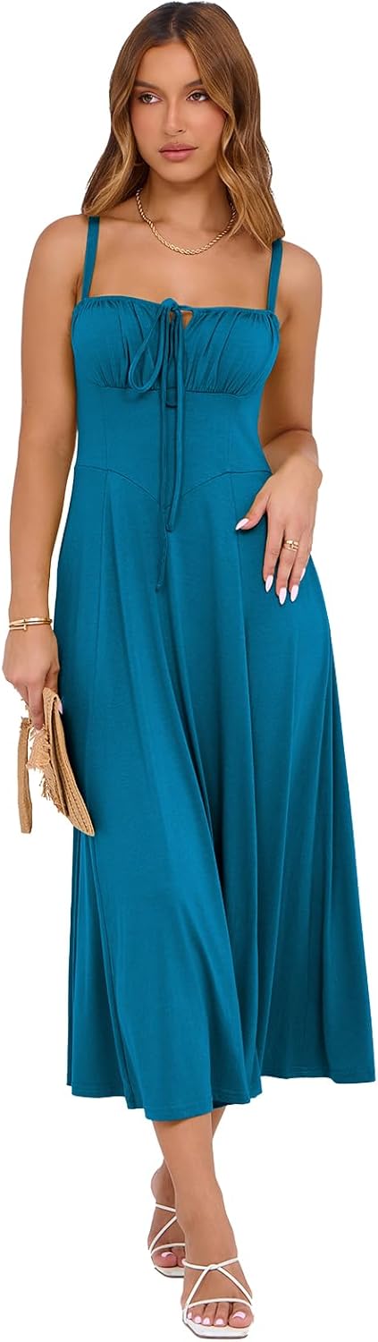 Corset Dress for Women Casual Tea Party Summer Wedding Guest Flowy Midi Sundress - Image 4