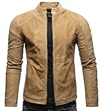  Crone Ivar Herren Lederjacke Cleane Basic Echtleder Jacke (L, Camel (Nubukleder))