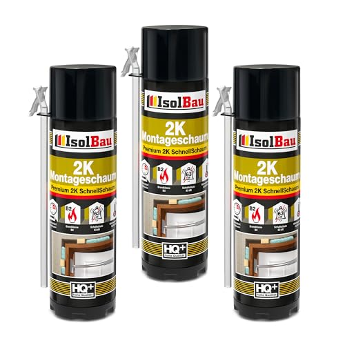 Isolbau 2K Montageschaum B2 Zargenschaum - Premium PU-Schnellschaum für Türen, Fenster, Dämmung & Montage - 3 x 400 ml Isolbau 2K Montageschaum B2 Zargenschaum - Premium PU-Schnellschaum für Türen, Fenster, Dämmung & Montage - 3 x 400 ml