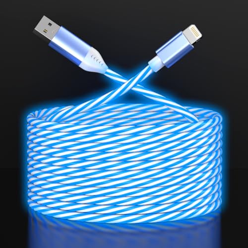 �u���[���C�g�A�b�v�N�[���t���[LED�ċzUSB A���烉�C�g�j���O�ԗp����[�d�P�[�u���AApple iPhone 14/13/12/11 Pro Max/XR/XS/SE�AiPad-6FT(MFi�F��)�pRGB�O���[�C���O�R�[�h