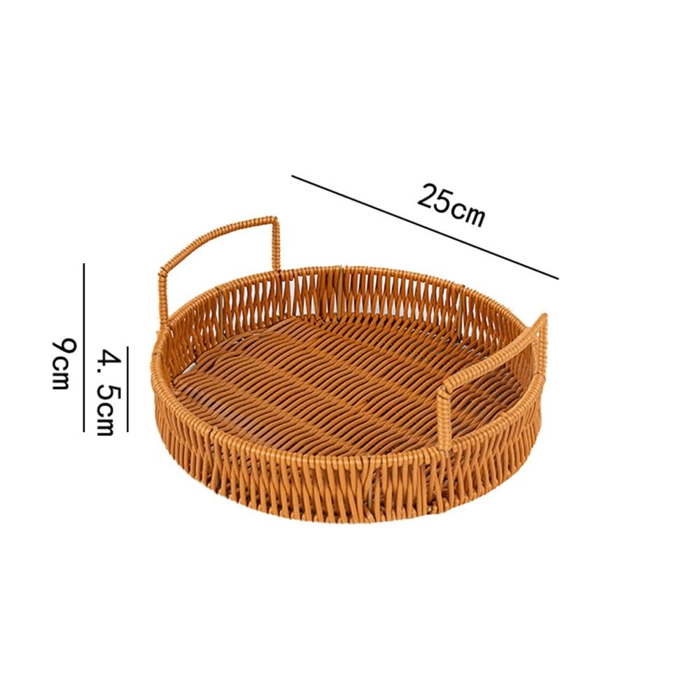 Cesti di frutta Cestini rotondi for frutta in rattan, cestini for servire e conservare intrecciati a mano, vassoio for pasticceria(M)