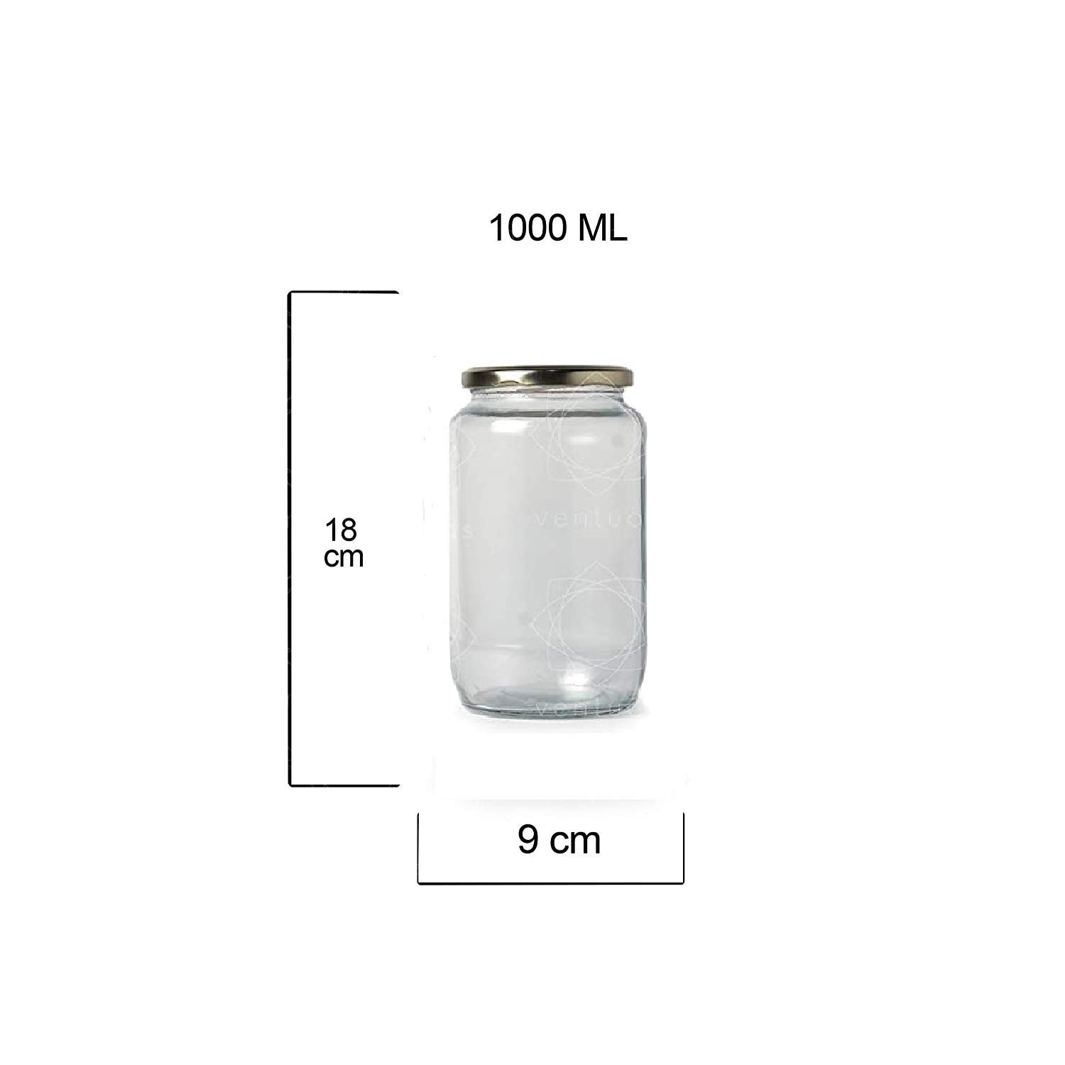 PRAMUKH FASHION 1000 Gram Glass Jar with Air Tight Gold Lid for Kitchen Dried Masla Storage Jar,Honey Jar,Jar and Container,Spice Masala Jar,Glass,Visible Glass Jar for Kitchen Storage Set of 8 offers donot miss