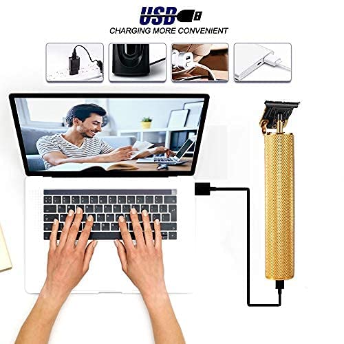 Electric Pro Hair Clippers T-Blade Trimmer For Men Cordless Rechargeable Grooming Kits Close Cutting 0/1.5/3/6/9 Mm Baldheaded Hair Clippers Zero Gapped Detail Beard Shaver (Gold) #TOP4