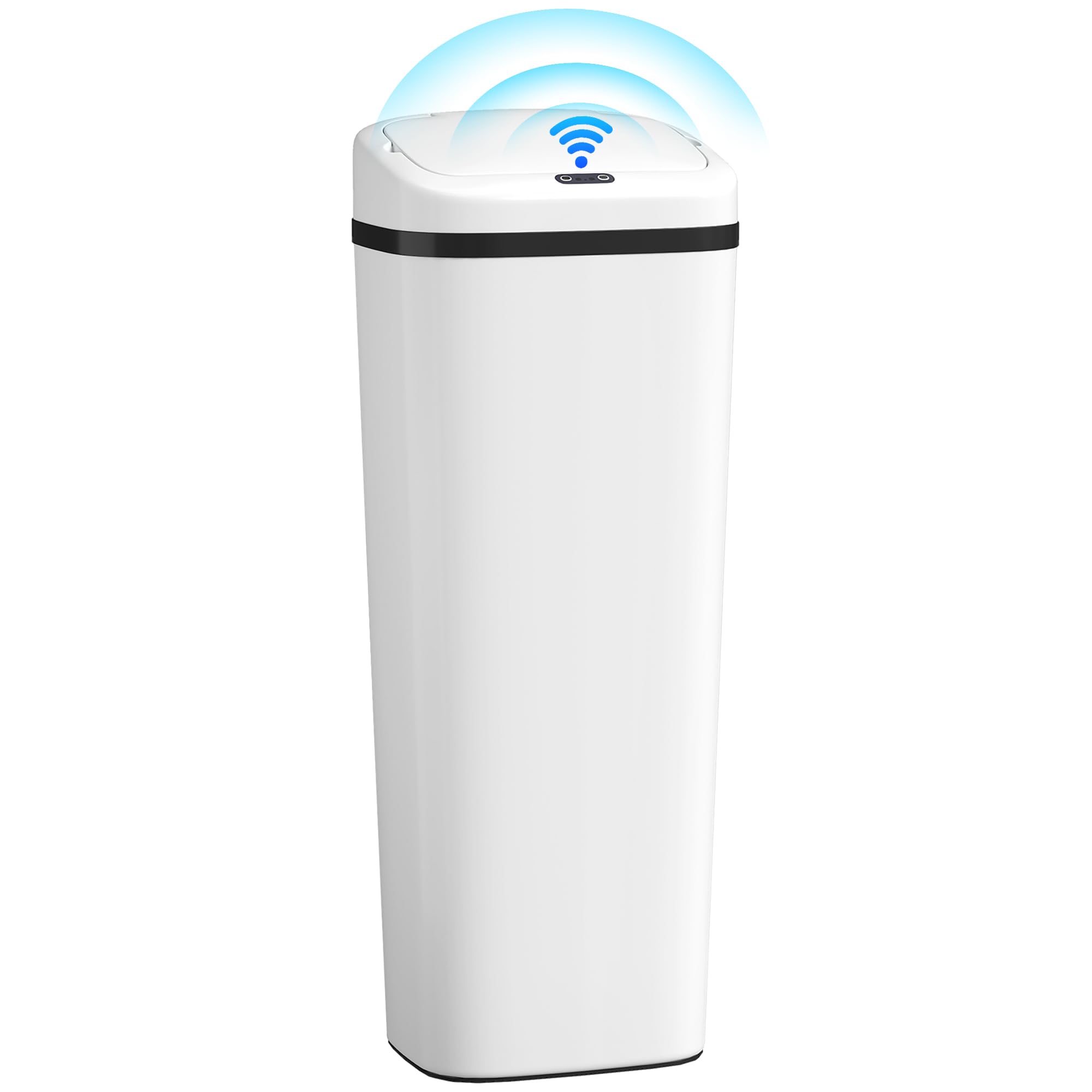 HOMCOM 50L Sensor Bin, Stainless Steel Automatic Touchless Slim Kitchen Bin with Dual-Mode Opening, Fingerprint-Proof, Easy Clean, Battery Operated for Home Office, Bedroom, Bathroom, White
