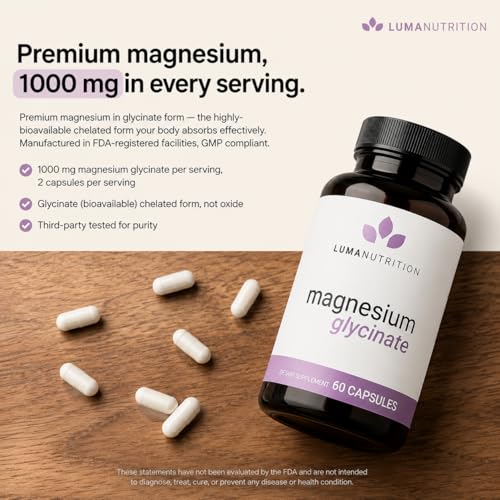 Luma Nutrition Magnesium Glycinate 500mg, 60 Vegan Capsules — view 3
