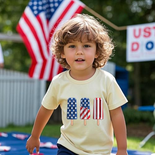 Image of Boys 4th of July Shirts-Toddler Girls Patriotic American Flag Tees Kids Memorial Day USA T-Shirts 2-7T