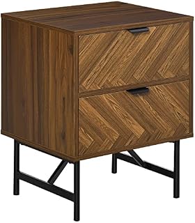 HOMCOM Bedside Table with Two Drawers, Side Cabinet Storage Unit with Metal Handles, Organisation Furniture for Living Room, Bedroom, Walnut Brown