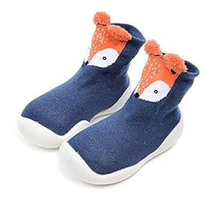 Baby Boys Girls Non-Skid Rubber Sole Indoor Floor Slipper Infant Toddler Cute Cartoon Animal Design Outdoor Breathable Cotton Sock Shoes