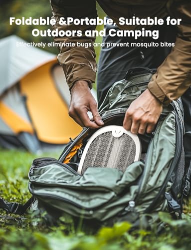 YISSVIC Elektrische Fliegenklatsche Extra Stark 4000V 1800mAh 2 in 1 USB-C wiederaufladbar Klappbar Elektro Mückenklatsche mit UV-Licht Fall Weiß