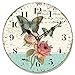 Telisha Wooden Wall Clock Green Butterfly Rose Flower Clock Retro Vintage Large Clock Home Decorative Country Non -Ticking Silent Quiet 14 Inch Gift