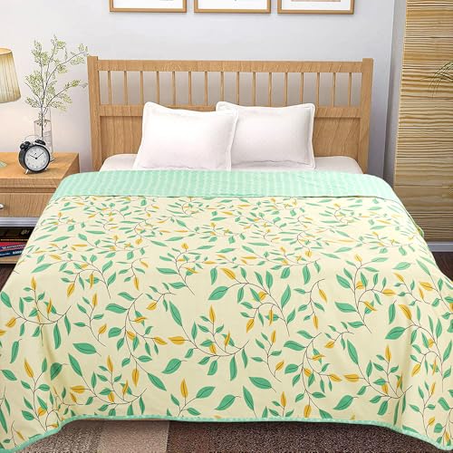 Image of BSB HOME Cotton Super Soft Brushed Microfiber Cotton 2 Layer Breathable Double Bed Dohar Lightweight Summer | AC | All Season Blanket Dohar 84X96(Inches) 213X243(CM) Cotton Pista & Light Green
