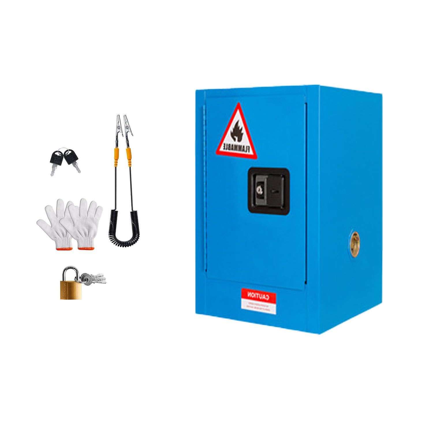 Jxyq Blue Flammable Safety Cabinet For Combustible Liquid Storage, Fireproof Steel Construction, Lockable Design, Adjustable Shelf