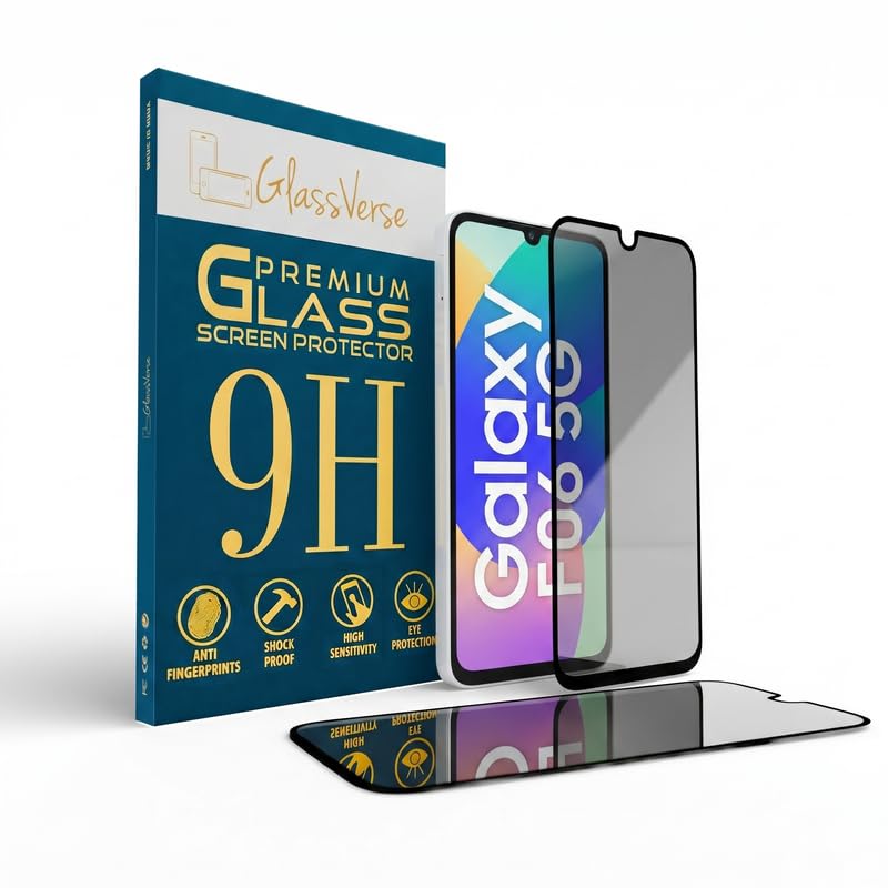 Image of GlassVerse Privacy Tempered Glass for Samsung Galaxy F06 5G | Anti Spy Screen Protector, 9H Hardness, Edge to Edge, Case Friendly, Hassle-less Installation Kit Included. (Pack of 1)