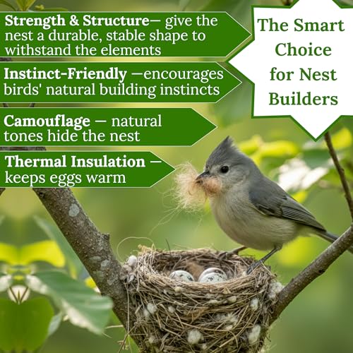 Image of Hummingbird Nesters Bird Nesting Material Holder for Wild Birds Humming Bird House Materials Gifts for Bird Watching Nature Lovers Refillable Outdoor (Bird-Safe Natural Fiber Mix)