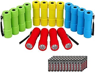 EverBrite 16-pack Mini LED Flashlight Set - Assorted 4 Colors, 48 AAA Batteries