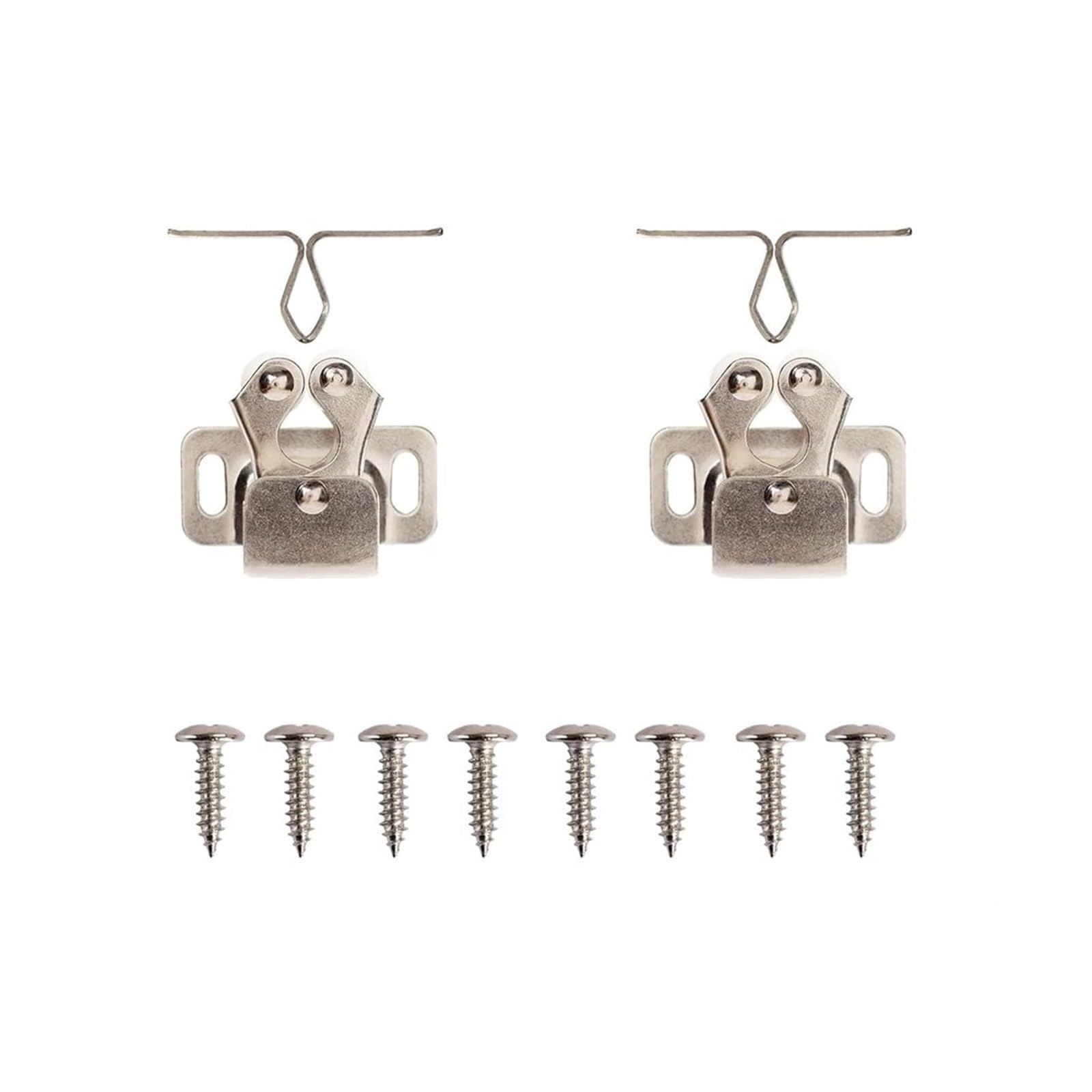 Iklaaqetbxps Nickel 2Pcs Antique Copper Cabinet Door Roller Catches, Double Latches With Striker And Mounting Screws(Nickel 2Pcs)