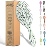 Ninabella Detangle Hair Brush for Women & Men - Does not Pull - Straightening Brushes for Straight & Curly Hair - Unique Spiral Detangling Hairbrush - Green