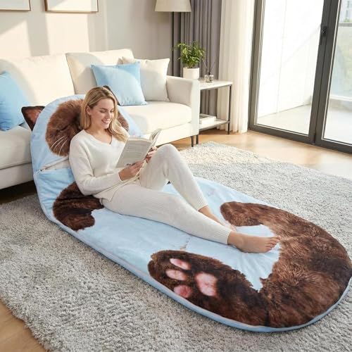 Saco de dormir con diseño de gato, saco de dormir suave y lavable para uso interior o camping miniatura 5