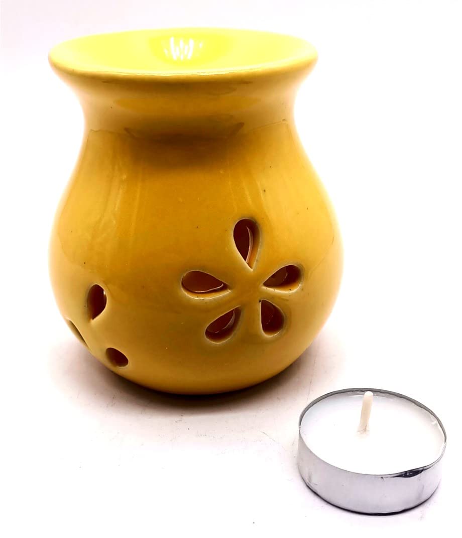 FYting Brucia Essenze,Bruciatore Oli Essenziali,Bruciatore Candle,Diffusore in Ceramica Fornello per Olio Essenziale Fornello per Aromaterapia per Candela,Bianco-Caldaia Smontabile in 2 pezzi