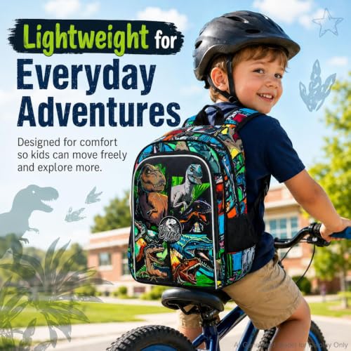 Image of CCJPX 3PCS Dinosaur Backpack for Boys, 16 Inch Water Resistant Preschool Bookbags, Cool Kindergarten School Backpacks and Lunch Box