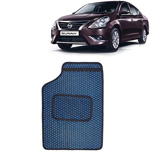 Image of Kingsway Dotted Design Car Floor Foot Mats Universal Fit for Nissan Sunny, Model Year : 2014 Onwards, Water and Dustproof, Color Blue, Set of 5 Pieces