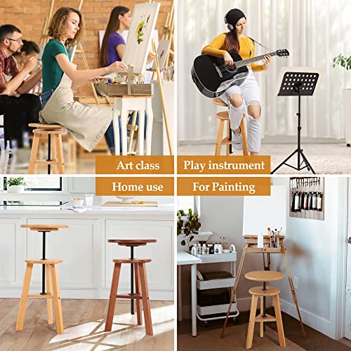 Image of VISWIN Adjustable Drafting Stool, Beech Wood, Artist Stool Chair, Supports Up to 176 Lbs, for Artists, Studio, Home Use, Office, Kitchen