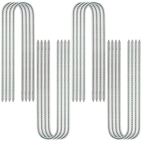 FUNSUEI 16 Pack 12 Inch Steel Ground Anchors, 8mm x 300mm U Shape Tent Pegs, Ground Rebar Stakes, Heavy Duty Tent Stakes for Tents, Sheds, Canopies,(5/16 x 12 Inch)