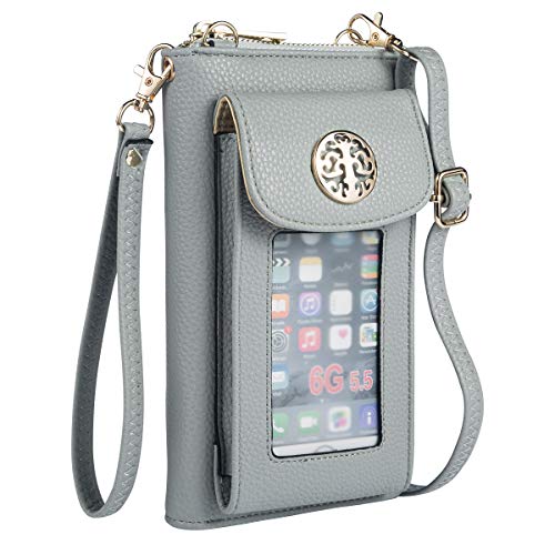 Heaye Crossbody Cell Phone Purse for Women Wristlet Wallet with Phone Holder RFID (Pog Blue)