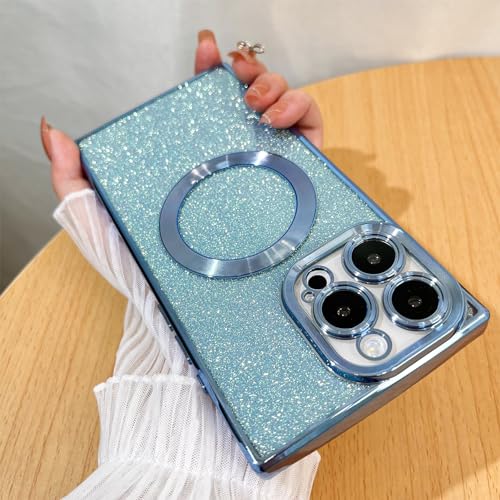 Coque iPhone 15 Pro Max TPU souple léopard violette paillettes MagSafe