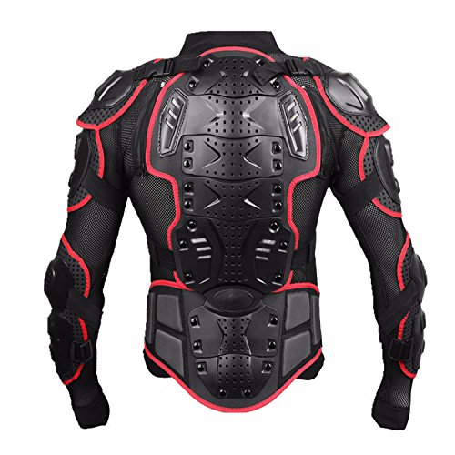Motorcycle Full Body Armor Protective Jacket Guard ATV Motocross Gear Shirt Red Size XL - Thumbnail 2