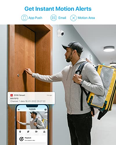 Zosi 5Mp Add-On Poe Ip Camera Outdoor Indoor Home H.265+ Video Surveillance Dome Camera With Night Vision,Motion Detection,Only Work With Zosi Poe Nvr System(Model: Zr16Sk,Zr08Un,Zr08Dn,Zr08Sn) #TOP7