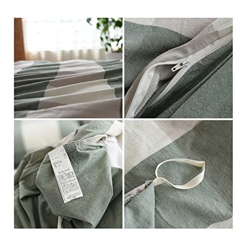 Housse de couette 220x240 coton lavé vert avec drap housse assorti
