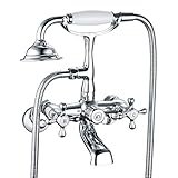 Wasserrhythm Clawfoot Tub Faucet with Shower Diverter Victorian Polished Chrome Faucet for Clawfoot...