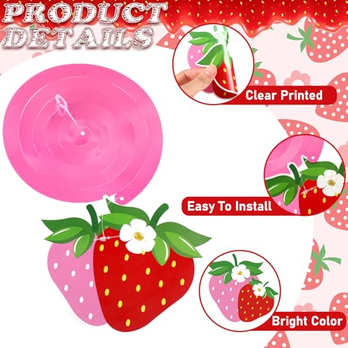 Image of 72 Pcs Strawberry Decor Berry First Birthday Decor Hanging Swirl Banner for Strawberry Party Decorations Baby Shower Party Supplies