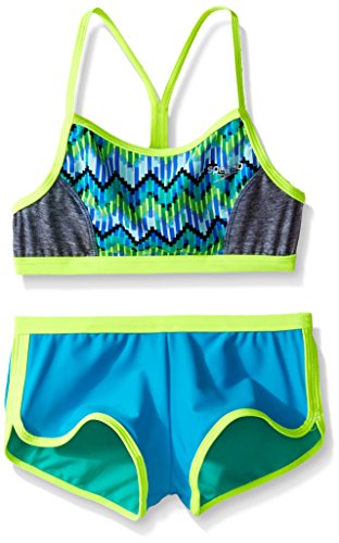 Speedo Girls digi Zig zag Heather Two Piece Boyshort Bikini Set