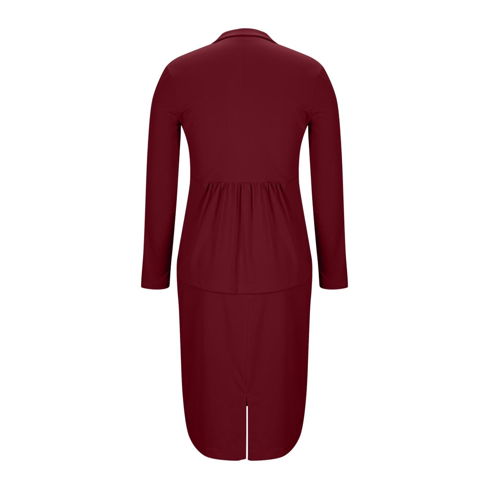 NSICBMNO Costume d'affaires pour femme - Blazer à manches longues - Jupes crayon midi - Tenue décontractée - Ensemble de jupe 2 pièces - Ensemble de travail de bureau élégant - Jupe florale - Taille