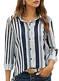 Aleumdr Bluse Damen Langarm V-Ausschnitt Hemdbluse Business Hemd Revers Kragen Bluse Hemd Oberteil Tunika Casual Top Langarmshirts mit Knopfleiste Frauen Oberteile Herbst und Summer Weiß M