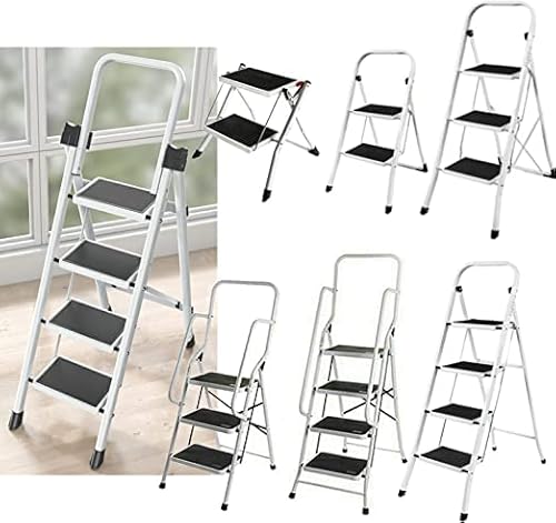 Juego de 2 taburetes plegables, antideslizantes, de acero, para casa y cocina, soporta hasta 150 kg Cover