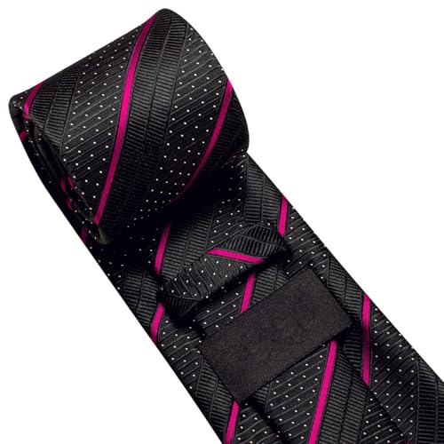 Image of Dubulle Silk Ties Set for Men Formal Paisley Striped Necktie Pocket Square Cufflinks 3PCS Sets Wedding Business Party