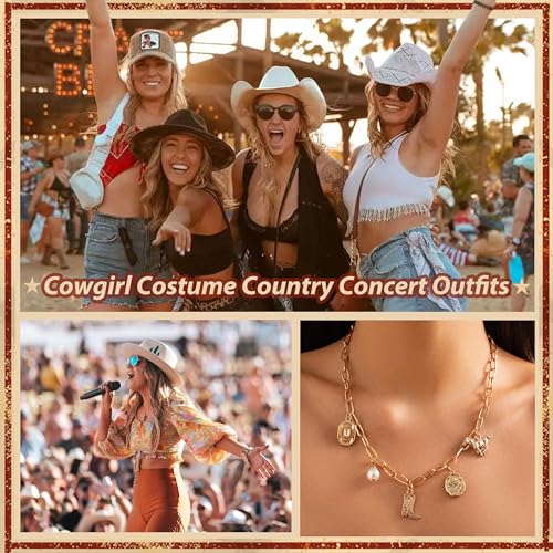 Western Jewelry for Women Cowboy Boot Charm Necklace Cowgirl Accessories Country Concert Outfits for Women Western Boho Jewelry Gifts4