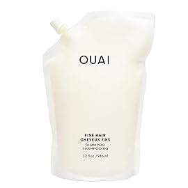 OUAI Fine Hair Shampoo Refill - Volumizing Shampoo for Fine Strands - Made with Biotin, Keratin & Chia Seed Oil - Strengthens, Nourishes & Thickens - Color-Safe & Sulfate Free Hair Care (32 Fl oz)