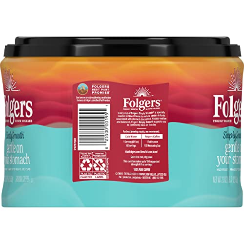 Folgers Simply Smooth Ground Coffee, Mild Roast, 23 Ounce (Pack Of 6), Packaging May Vary #TOP2