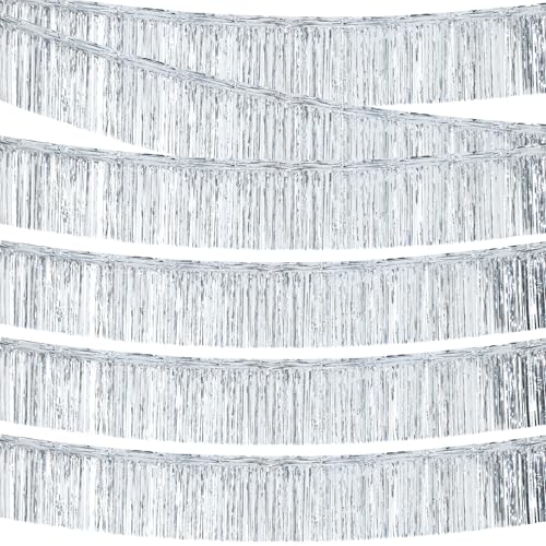 Metallic Girlande Silber, 18 m Partydeko für Hochzeit, Geburtstag, Karneval | Glitzer Hängedekoration (Silber)