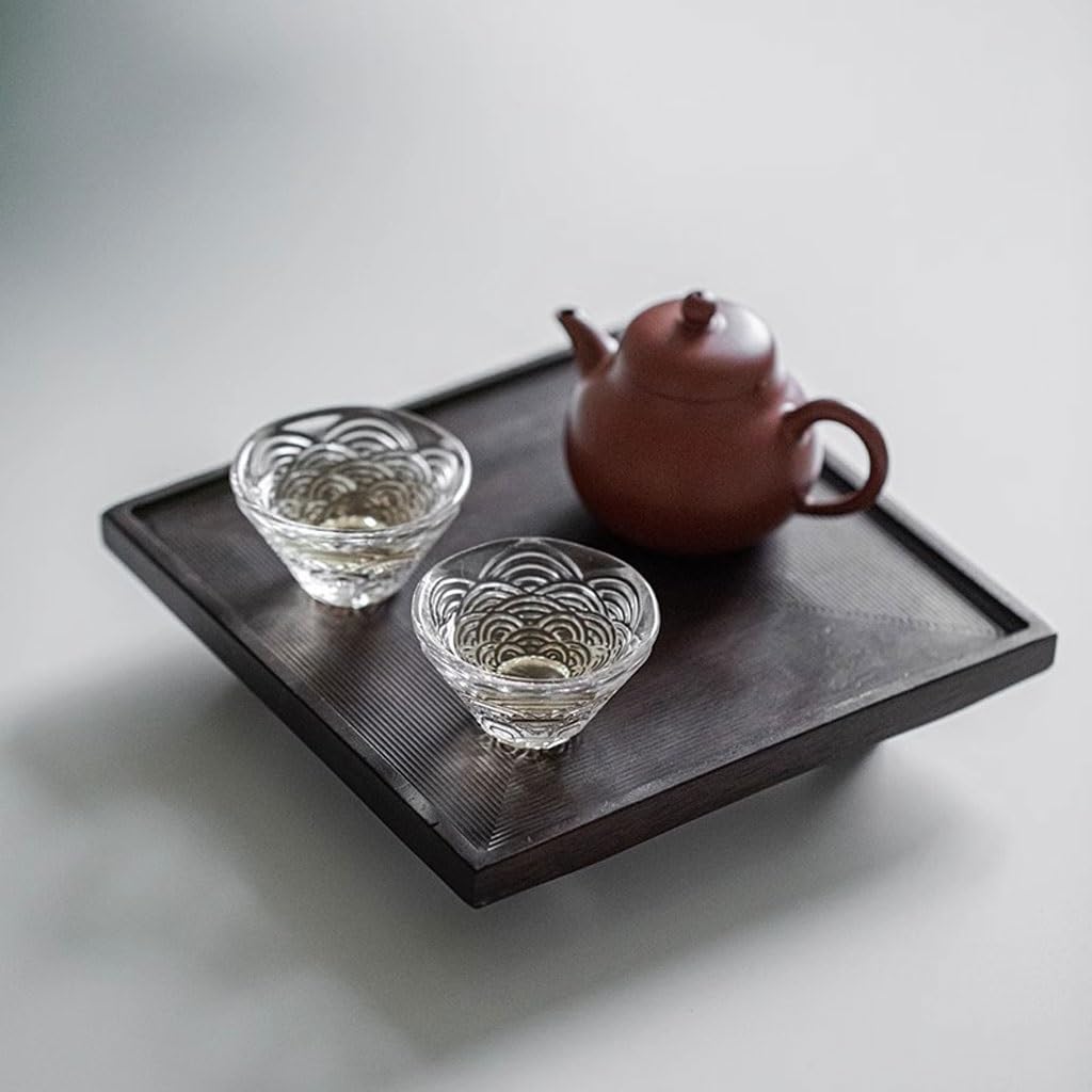 Bandeja Decorativa Moderna: Soporte Cuadrado Chino de Madera Maciza para Tetera, Elegante Bandeja para Servir y Guardar Tazas de té, Ideal para Amantes del té y para la decoración del hogar.