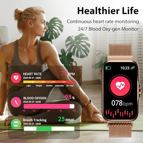 Image of Fitness Tracker with 24 /7 Continuous Heart Rate, Blood Oxy-gen Monitor, Smart Watch with Sleep Monitor, IP68 Waterproof Activity Tracker Step Counter for Women Men