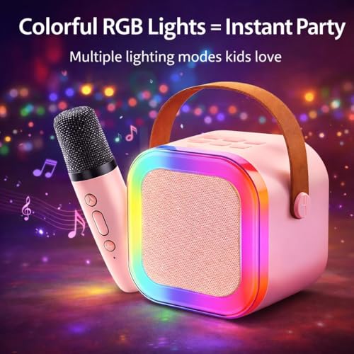 Image of MiniExplorer Rechargeable Wireless Mini Portable Bluetooth Karaoke Machine | Bluetooth Speaker with Microphone & LED Lights - Kids Music Singing Toys for Girl Boy Birthday Gift Ideas