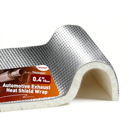 Exhaust Heat Shield Automotive 12 x 24 x 0.4 High-Temperature Resistant Fiberglass Cotton Aluminum Heat Shield Wrap - Reflects 95% of Radiant Heat Muffler Exhaust Wrap for Car with 15 Metal Ties