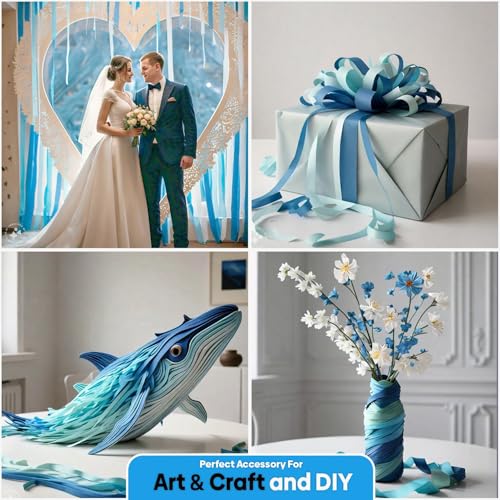 Image of 4 Blue Streamers, 328ft Pack of Crepe Paper Bachelorette Party Decorations | Each roll is 82 ft long and 1.8 Inch wide ideal for Birthday Party Decor, Patriotic Celebrations and Baby Showers